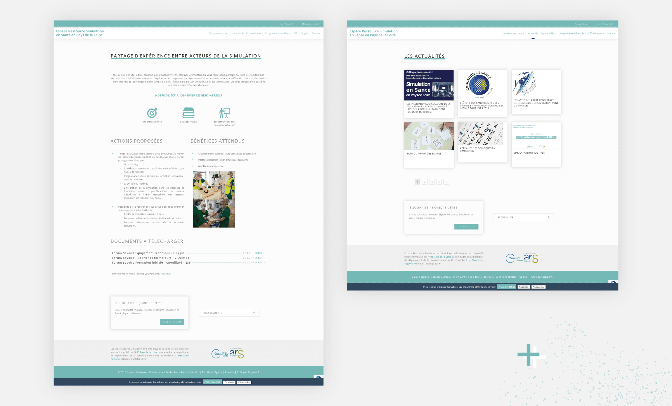 Site internet Qualirel Simulation Pays de la Loire maquette Digisanté