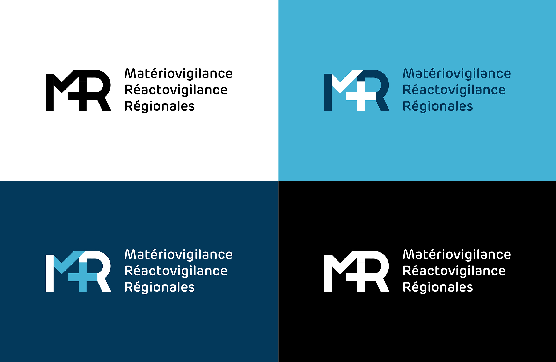 Déclinaisons de couleurs logo Matériovigilance Réactovigilance Régionales National