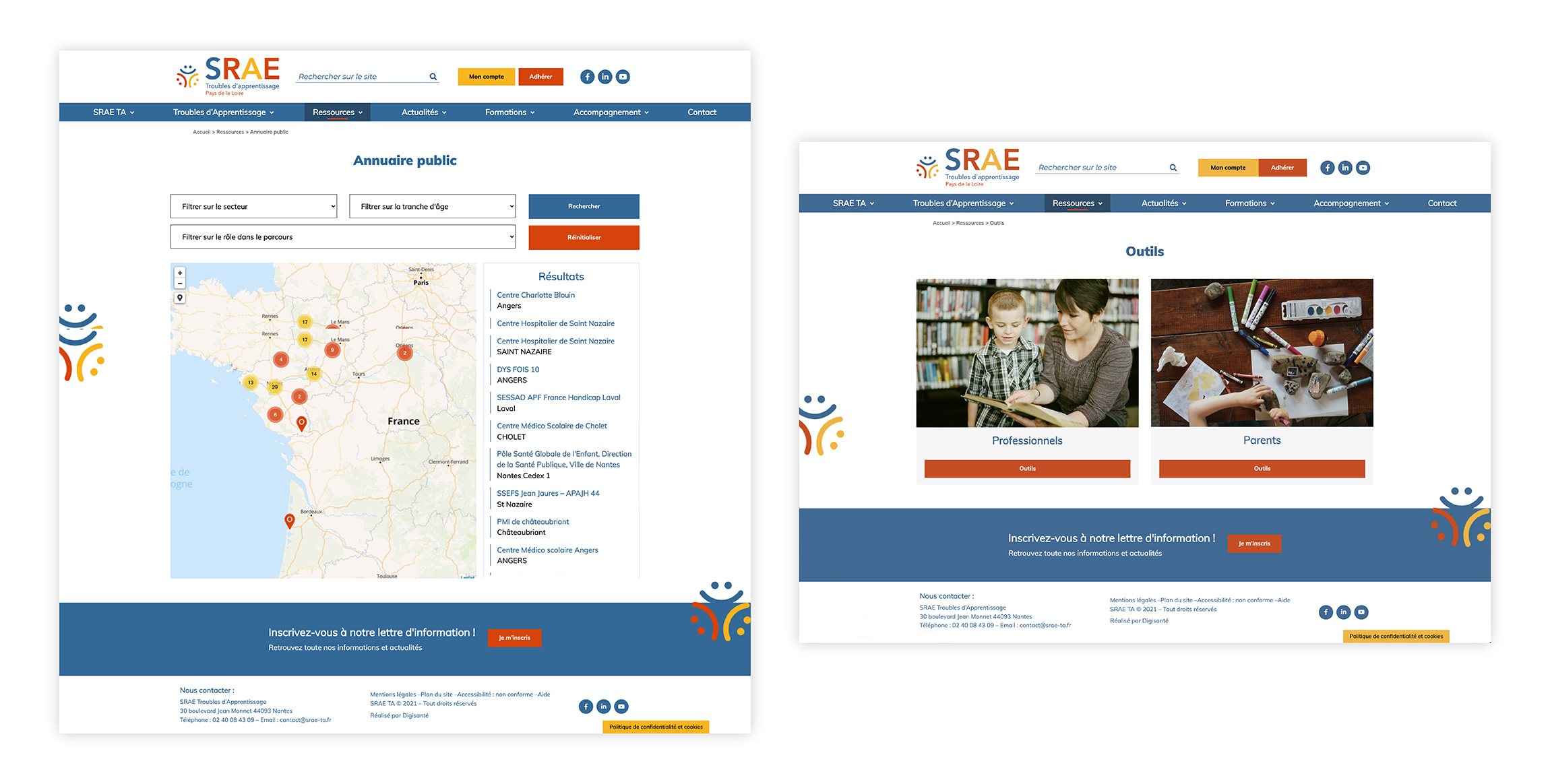 Site web SRAE Troubles d'apprentissage Pays de la Loire