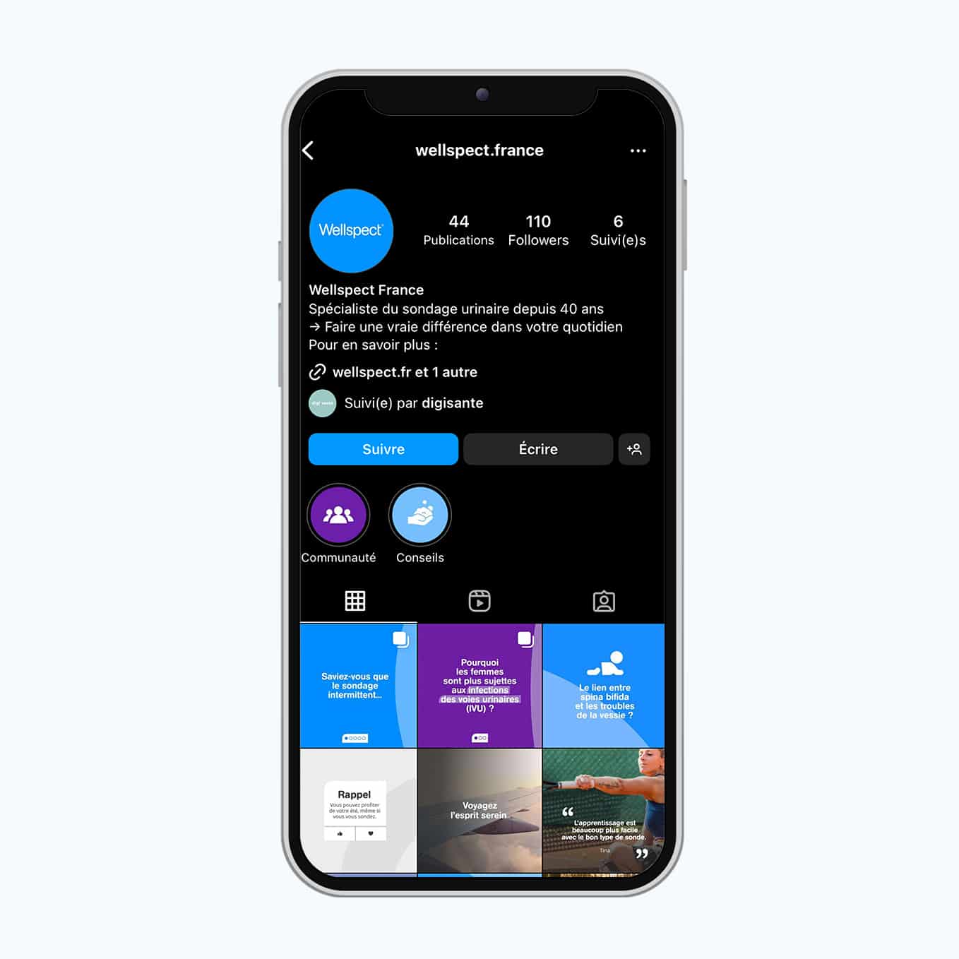Wellspect_Phone Insta_WellSpect_CollaborationDigisanté